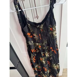 Reformation Black Floral Poppy Daisy Tie Shoulder Smocked Midi Dress Womens 12